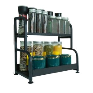 2 Tier Spice Racks 30x28x17cm Cupboard Kitchen Counter Organiser Black New