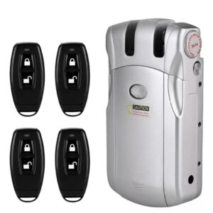 Remote Control Electronic Door Lock Keyless Anti-Theft Door Lock with 4 Remotes