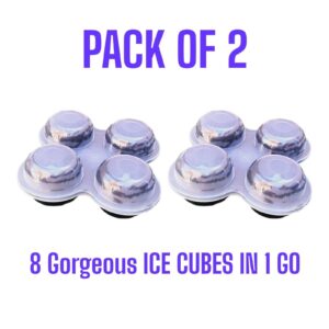 2x Ice Cube Trays 4 Cavity Rose Flower Shape Moulds with Lid BPA-Free Cold Drink