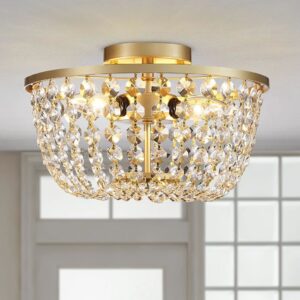 Crystal Chandelier Flushmount Ceiling Light Modern Lighting Fixture for Bedroom