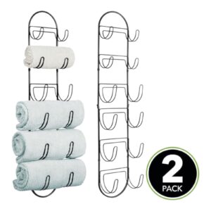 Set of 2 Wall Mounted Towel Storage Rack Modern Hanging Hooks34" Black New