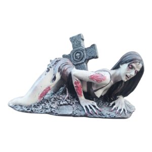 Pacific 7.5 Inch Zombie Girl Laying Down with Cross Halloween Statue Figurine